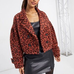 BB Dakota Jacket Women’s Size Medium Leopard Brushed Jacquard Coat Rust Orange M